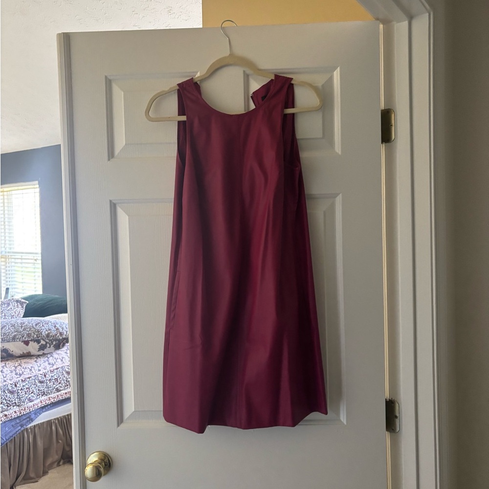 JCREW faux leather sleeveless shift dress in hot pink size XS